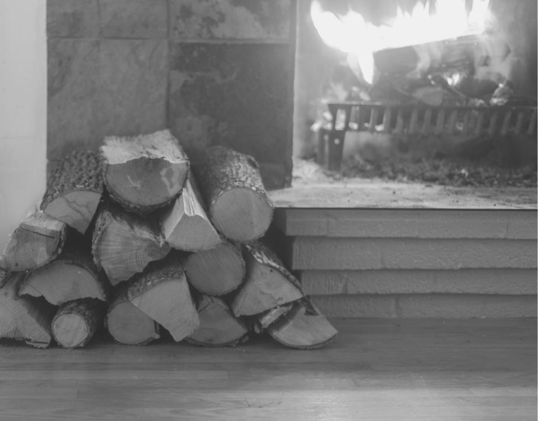 bois de chauffage au bord du foyer